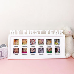 My First Year Photo Frame Baby DIY Handprint Footprint 12 Months Photo Frame Boy Girl My 1 Year Gift Craft Ink Kids Photo Frame