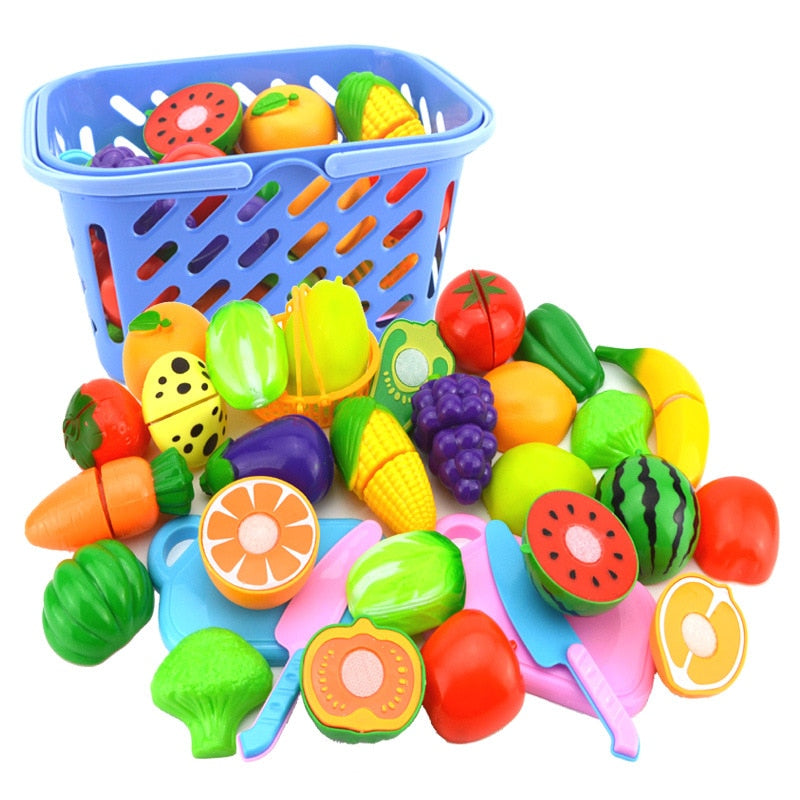 1Set Small Toys Set Fruit Vegetable Cutting Toys Funny Pretend Kitchen Simulation Toys Plastic Puzzle Food Early Education Tools