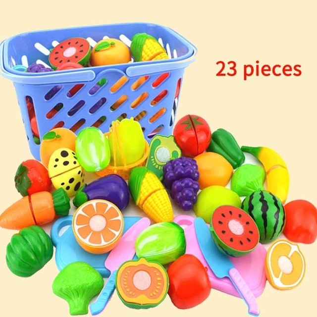 1Set Small Toys Set Fruit Vegetable Cutting Toys Funny Pretend Kitchen Simulation Toys Plastic Puzzle Food Early Education Tools