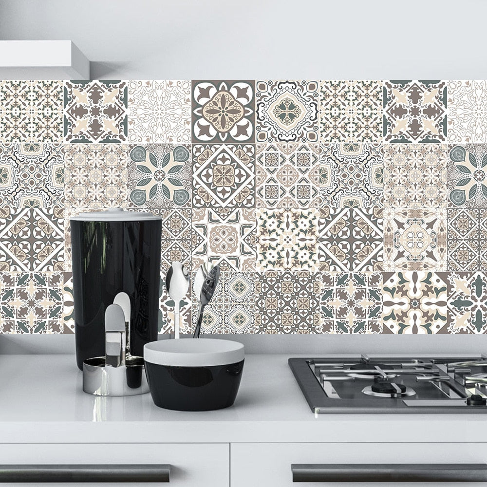 Portuguese Style Retro strip Tiles Ceramics Wall Sticker Kitchen Bathroom Wardrobe Art Mural Home Decor Peel & Stick  Wall Decal