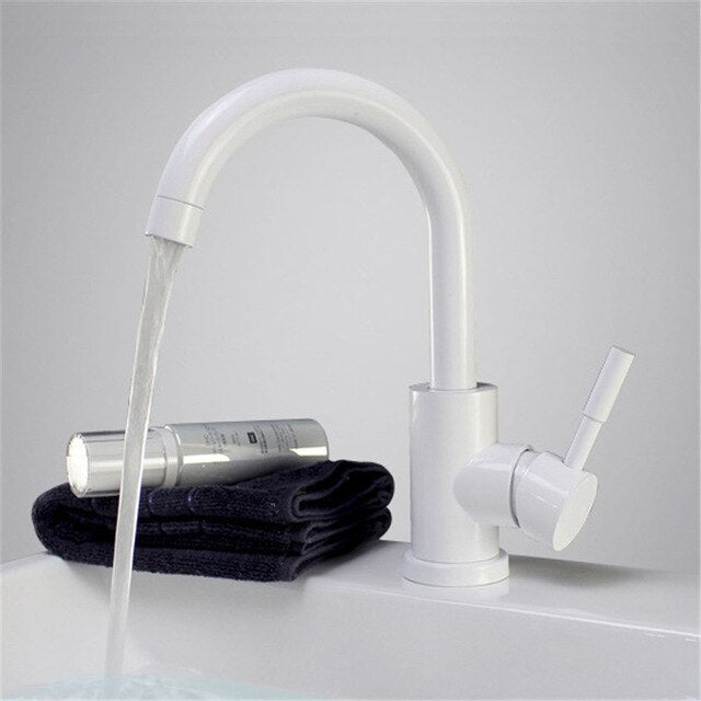 Black and white color 304 stainless steel polished bathroom basin mixer dual sink rotatable basin faucet kitchen mixer