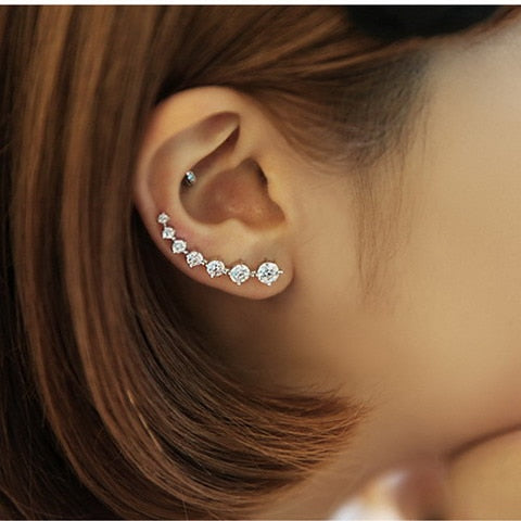 New arrival hot sell fashion shiny crystal 925 sterling silver ladies`stud earrings jewelry gift wholesale anti-allergic female