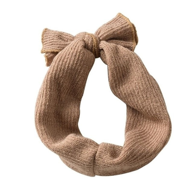 2019 Baby Accessories Baby Girls Bunny Kids Solid Turban Knot Bow Hair Bands Head Wrap  Rabbit Knitted Headband Wholesale Gift